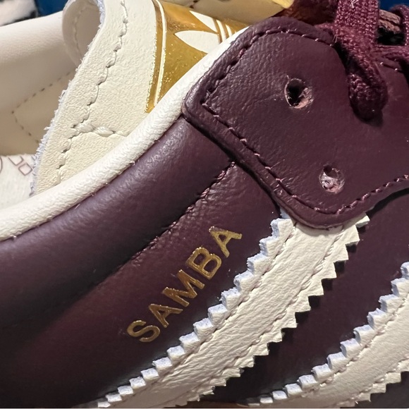 NWT Adidas Samba OG W Maroon Cream White Gold Metallic Sneakers Size Women’s 7 - Picture 14 of 16